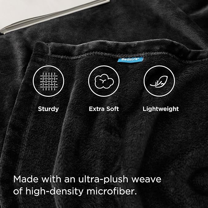 Bedsure Fleece Blankets King Size Black - Bed Blanket Soft Lightweight Plush Cozy Fuzzy Luxury Microfiber, 108x90 inches-StrideForce Fitness