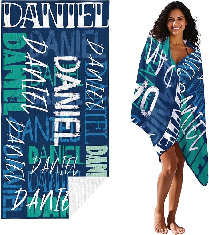 JML Personalized Beach Towel with Name, Custom Beach Towel with Name, Customized Microfiber Pool Towel, Quick Dry & Absorbent Swim Towel for Adult,Anniversary, Birthday, Summer Holiday,Vacation-StrideForce Fitness