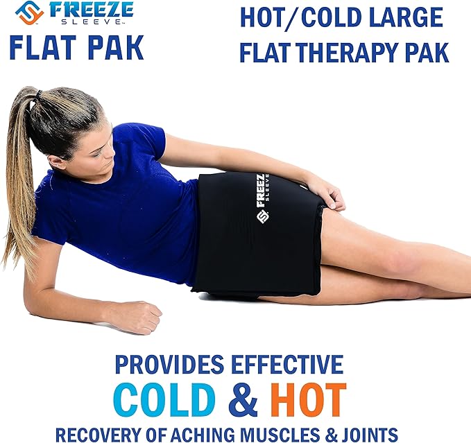 FreezeSleeve Flat Pak | 12" x 17" Extra Large Reusable Gel Ice Pack for Hot and Cold Therapy | Soft Flexible Cooling Pad for Back Hip Leg Injuries and Pain Relief | Cold Compress for Injury Recovery-StrideForce Fitness