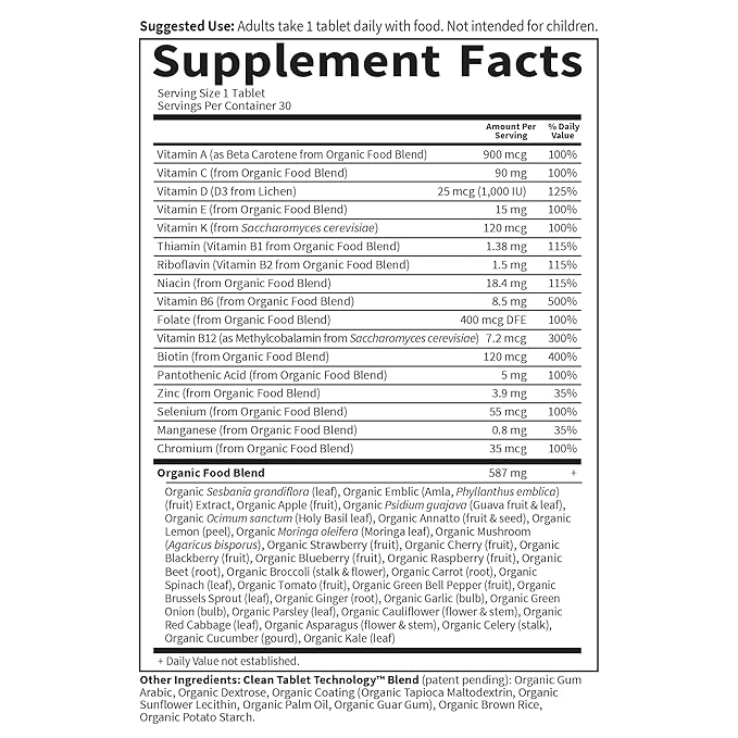 Garden of Life Once Daily Whole Food Multivitamin for Men, Organic Mens Vitamins & Minerals, Vitamin C, Zinc, Vegan, for Health & Well-Being, 30 Tablets-StrideForce Fitness