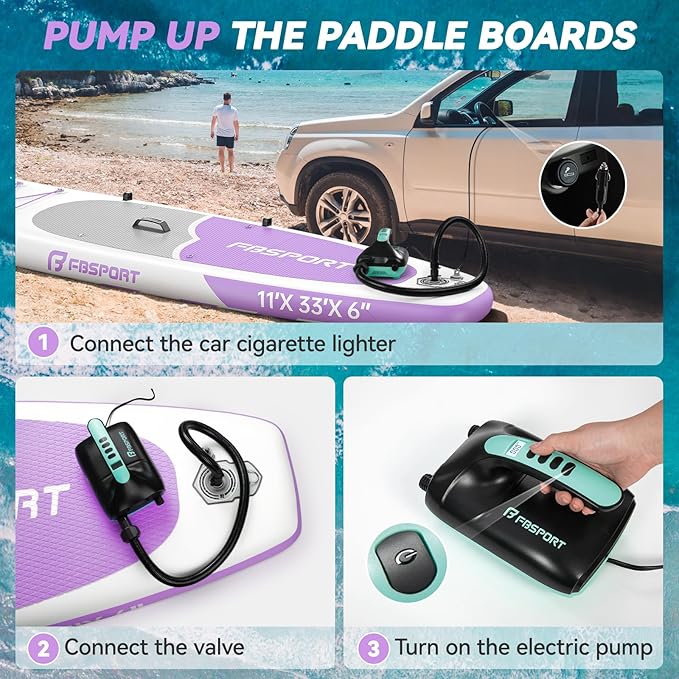 FBSPORT 11FT Premium Inflatable Stand Up Paddle Board with Electric Pump, Yoga Board with SUP Accessories & Carry Bag | Wide Stance, Surf Control, Non-Slip Deck, Leash and Paddle for Youth & Adult-StrideForce Fitness