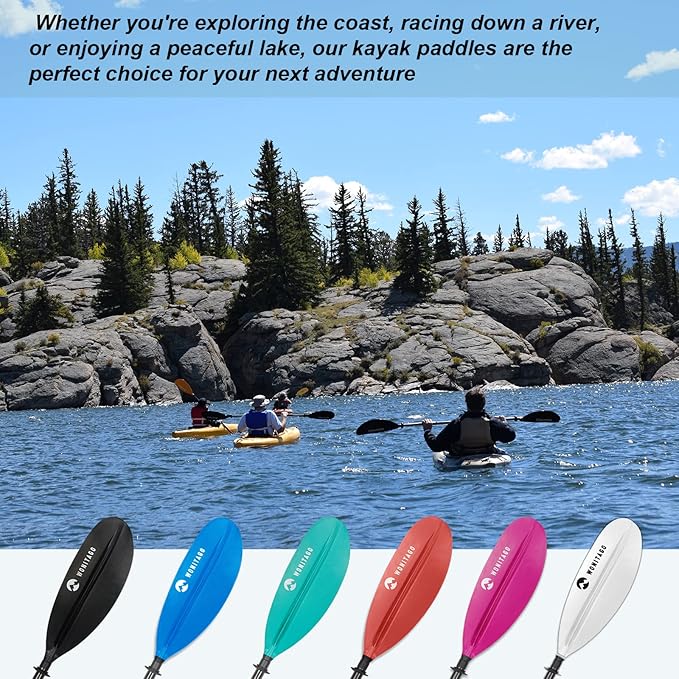 Adjustable Kayak Paddle with Carbon Shaft and PP Blade Available in 220-230/220-240/230-250cm Floating Lightweight Kayak Oars with Original Pattern-StrideForce Fitness