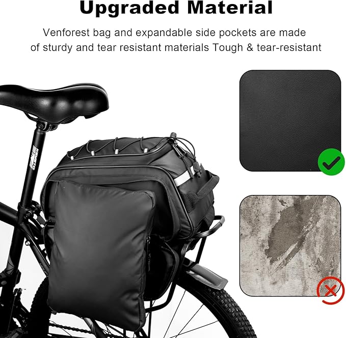 Bike Rear Rack Bag,20L PVC Waterproof Bike Trunk Bag for Road and Mountain Bikes,Multifunctional Bicycle Rear Seat Bag with Rain Cover Bike Saddle Bag for Cycling Trip (Black)-StrideForce Fitness