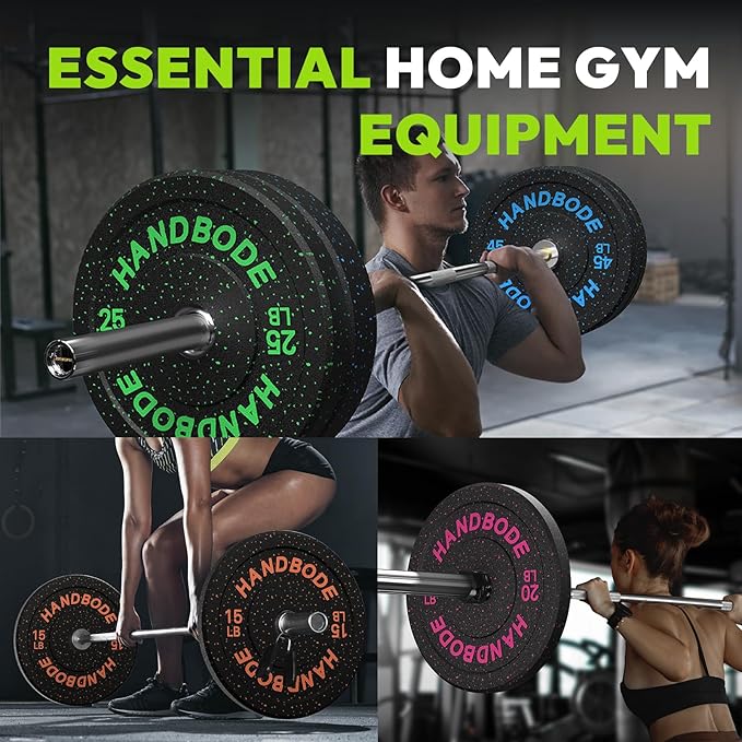 Colored Bumper Weight Plates Olympic Weight Plate Set 2-Inch, 10/15/20/25/35/45/55 lb Barbell Weight Plates Set for Home Gym, Rubber Strength Training Weights Plates for Weight Lifting-StrideForce Fitness