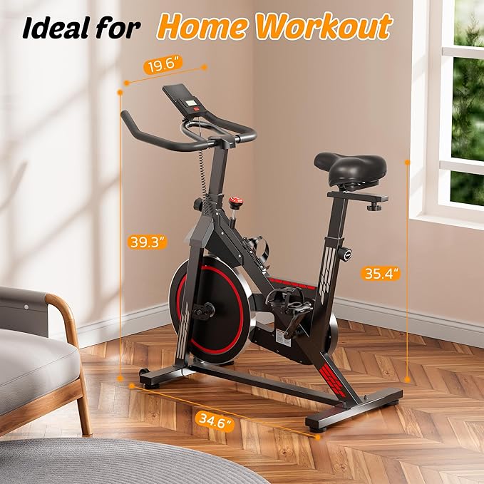 Exercise Bike Stationary Bikes for Home Cycling Bike Indoor Bike with Comfortable Seat Cushion LCD Monitor Silent Belt Drive 300 lbs Weight Capacity Heavy Flywheel-StrideForce Fitness