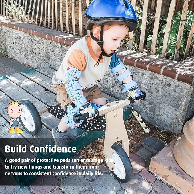 Soft-Style Kids Knee and Elbow Pads with Bike Gloves, Flexible Impact-Resistant Gear for Ages 2-11, Designed for Balance Bikes, Roller-Skating, and Skateboarding-StrideForce Fitness