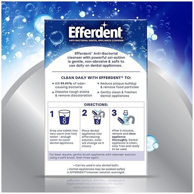 Efferdent Denture Cleaner Tablets – Deep Clean Brightening for Dental Appliances, Aligners, Mouth Guard, and Retainer Cleaner Tablets, Complete Clean, 126 Count