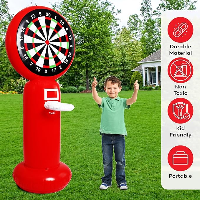 Inflatable Dart Board with Pump,5.6FT Inflatable Games Set with Basketball Hoop Feature,Dart Boards for Adults Kids,Fun Toss Games for Indoor,Outdoor,Backyard&Party Favor-StrideForce Fitness