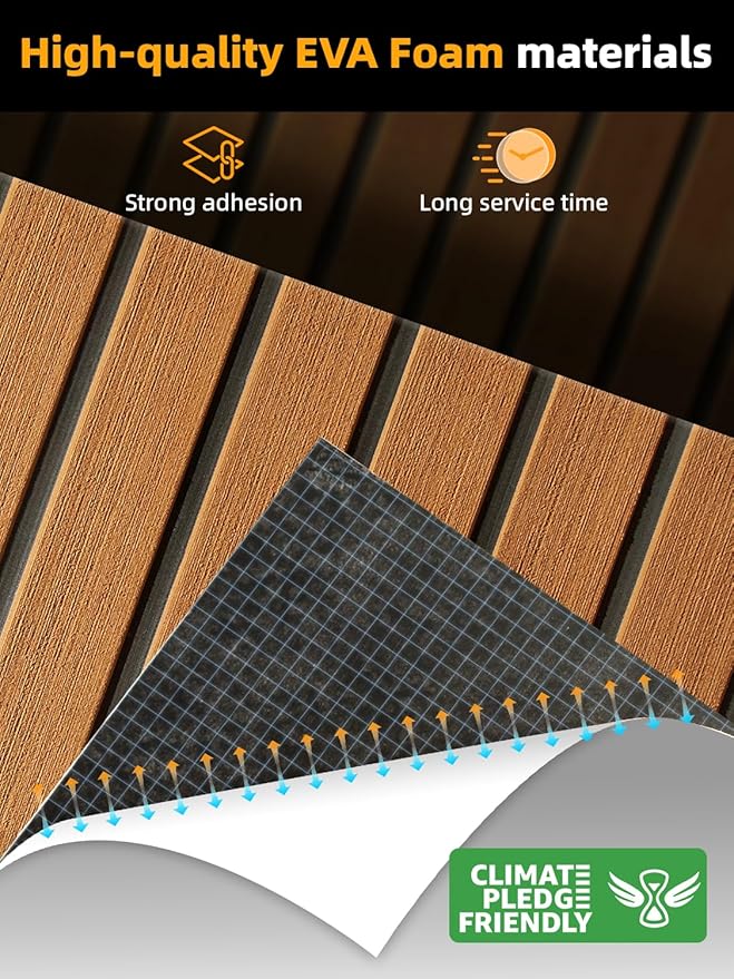 FOCEAN Boat Flooring EVA Foam Boat Decking Faux Teak Marine Flooring Boat Mat Boat Carpet Sheet for Motorboat RV Yacht Kayak Surfboard, 94.5"x 47.2"/35.4"/23.6"/15.7"-StrideForce Fitness