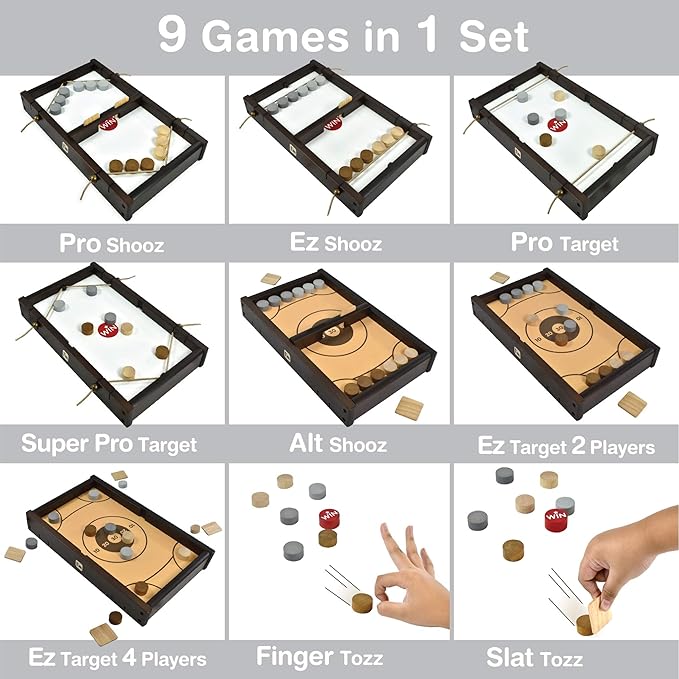 Shooz n TOZZ: Wooden Multi Tabletop Indoor Portable Board Games for Kids and Family-StrideForce Fitness
