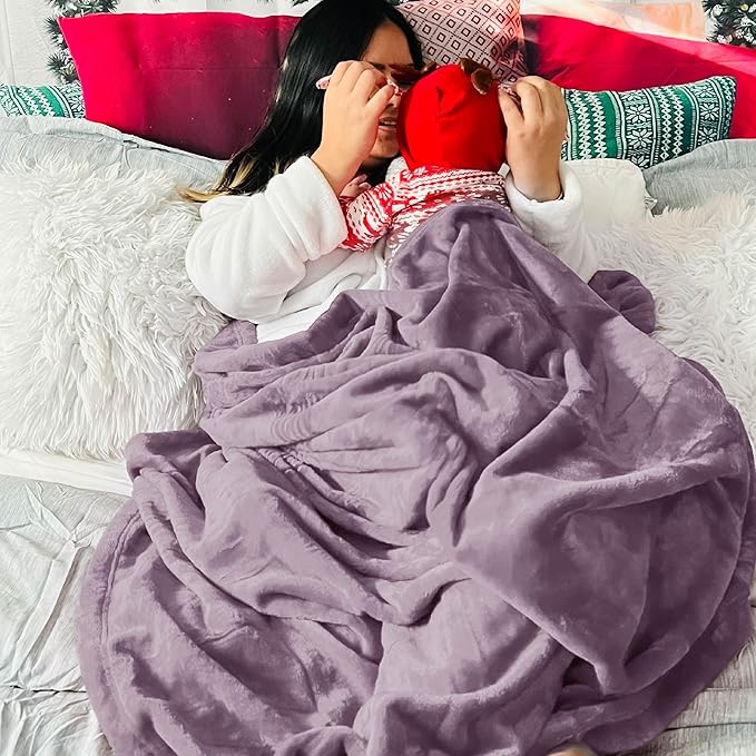 Bedsure Fleece Throw XL Blanket Fog Purple - 300GSM Soft Lightweight Plush Cozy Blankets for Bed, Sofa, Couch, Travel, Camping, 50x70 inches-StrideForce Fitness
