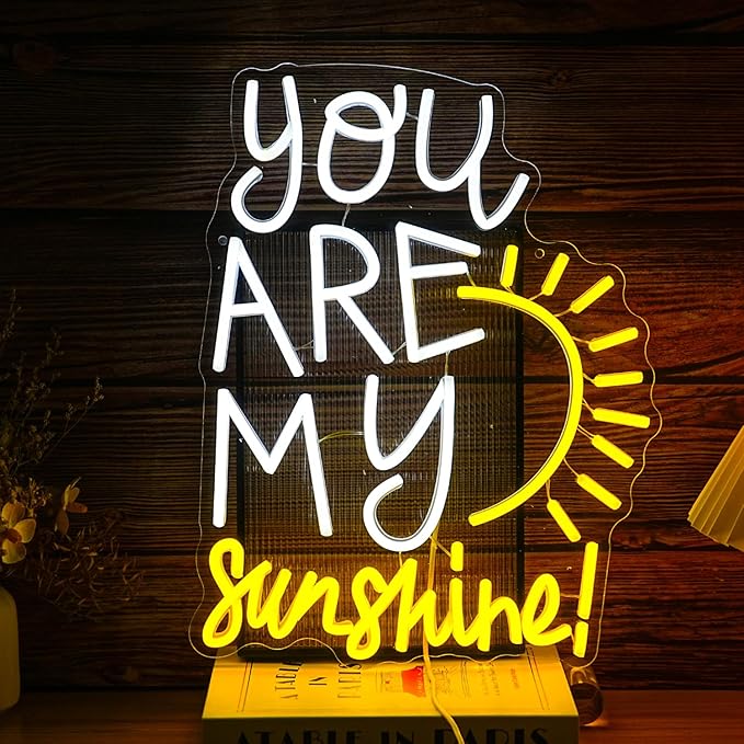 You Are My Sunshine Neon Sign Dimmable Pretty Sunshine Neon Light for Wall Decor USB Powered Sunrise Led Light Up Sign for Wedding Bedroom Lovers Party Celebrate Decor-StrideForce Fitness