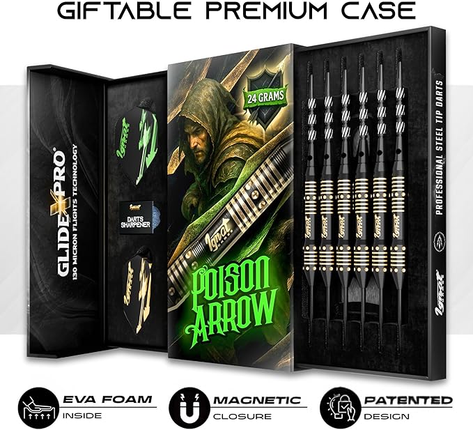 IgnatGames Premium Steel Tip Darts – 3/6/12 Pack Brass Barrels with Aluminum Shafts, 16 GlideXPro Flight Set, Tool Kit & Giftable Case-StrideForce Fitness