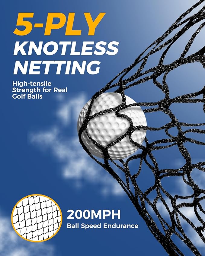 10x7ft Heavy Duty Golf Practice Net with Mat, Target Cloth, 8 Tees, 6 Balls, Carry Bag, Golf Training Net for Backyard Driving Chipping Indoor Outdoor-StrideForce Fitness