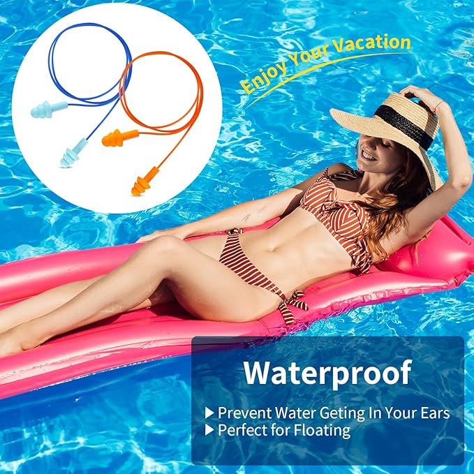 Ear Plugs for Swimming, Soft Ear Plugs for Sleeping Noise Cancelling, Reusable Ear Plugs for Noise Reduction, Ear Protection, Silicone Earplugs for Swimming, Sleeping, Snoring, Work, Concerts, 6 Pairs-StrideForce Fitness