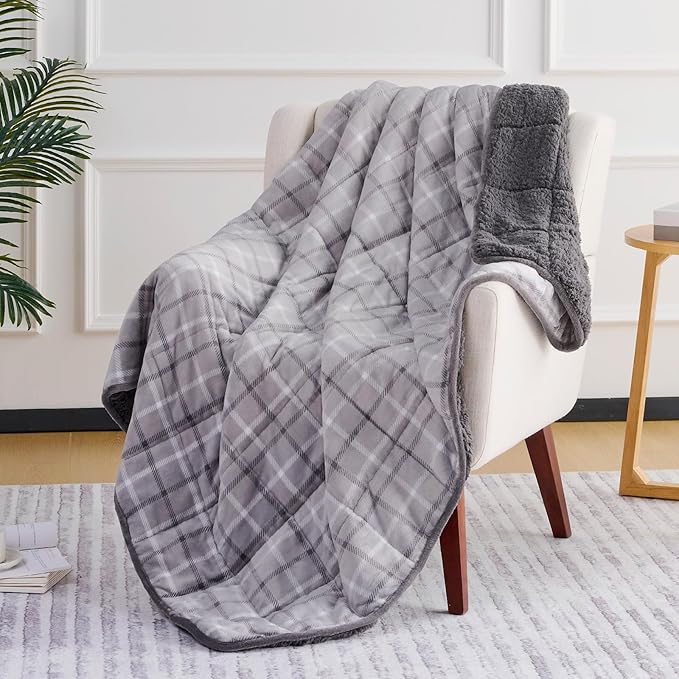 L'AGRATY Weighted Blanket - 48"x72" 15lbs Soft Breathable Heavy Blanket Flannel Material with Glass Beads for Adult All-Season Summer Fall Winter Soft Thick Comfort-StrideForce Fitness