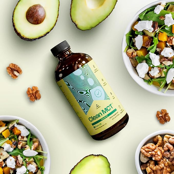 LevelUp Clean MCT Oil - 100% Caprylic C8 for Energy, Focus, Weight Management, Gut Health, Brain Superfuel - Keto Supplement for Ketogenic Coffee and Ketones - Non-GMO (16 oz Glass Bottle)-StrideForce Fitness