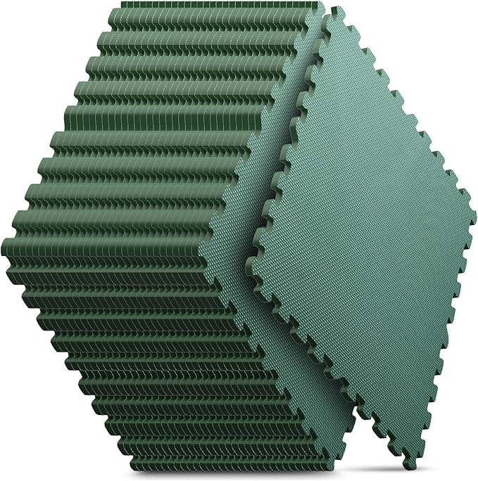 Home Gym Mat, Puzzle Exercise Mat, EVA Interlocking Foam Floor Tiles for Home Workout Equipment and Kids' Play Areas - Blue, 24 in x 24 in x ½ in - (Green, 32 Pack(128 SQ FT))-StrideForce Fitness