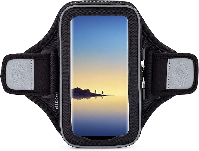 Sporteer Velocity V8 Running Armband - Compatible with iPhone 16 Pro Max, 16 Plus, 15/14 Pro Max, 16/15/14 Pro, iPhone 16/15/14, Galaxy S24+, S23 Plus, Pixel, & Many More Cell Phones - FITS Cases-StrideForce Fitness