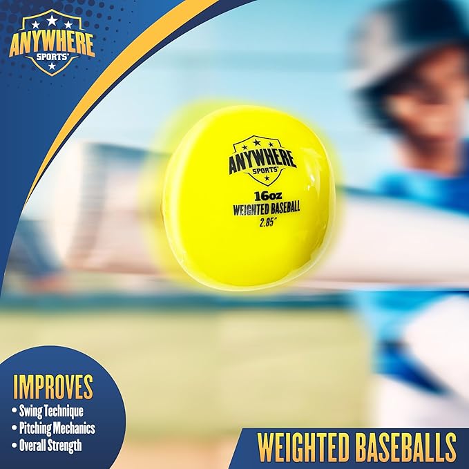Weighted 16 oz Training Baseballs - Hitting & Pitching for All Skill Levels - Improve Power and Mechanics with Weighted Baseball Training Balls, 2.85” Diameter-StrideForce Fitness