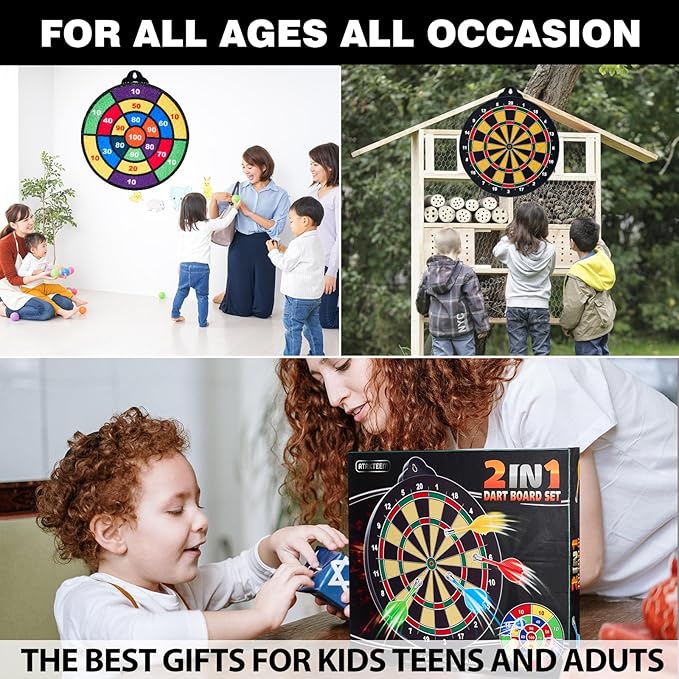 Magnetic Dart Board - 12Magnetic Darts+12Sticky Balls Or 2 Toy Gun+40 Foam Dart,Fun for Family Game and Party with Friends, Christmas Birthday Gifts Toys for 3-12 Year Old Boys-StrideForce Fitness