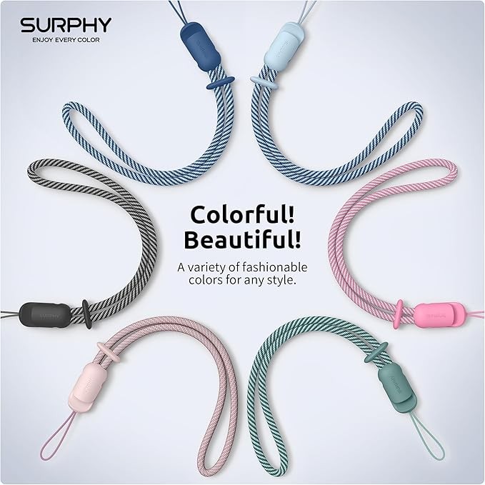 SURPHY 3 Pack Phone Wrist Strap with CellPhone Tether Tab, Cellphone Lanyard, Phone Strap with 2-Color Braided, Wrist Lanyard