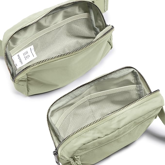 ODODOS Unisex Mini Belt Bag with Adjustable Strap Small Fanny Pack for Workout Running Traveling Hiking, Desert Sage-StrideForce Fitness