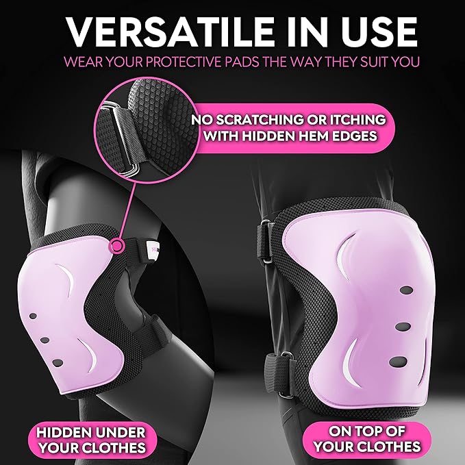 SKATEWIZ Skating Protective Gear Adults & Kids [6pc] incl. Knee Pads, Elbow Pads Wrist Guards for Roller Skating & Skateboarding-StrideForce Fitness