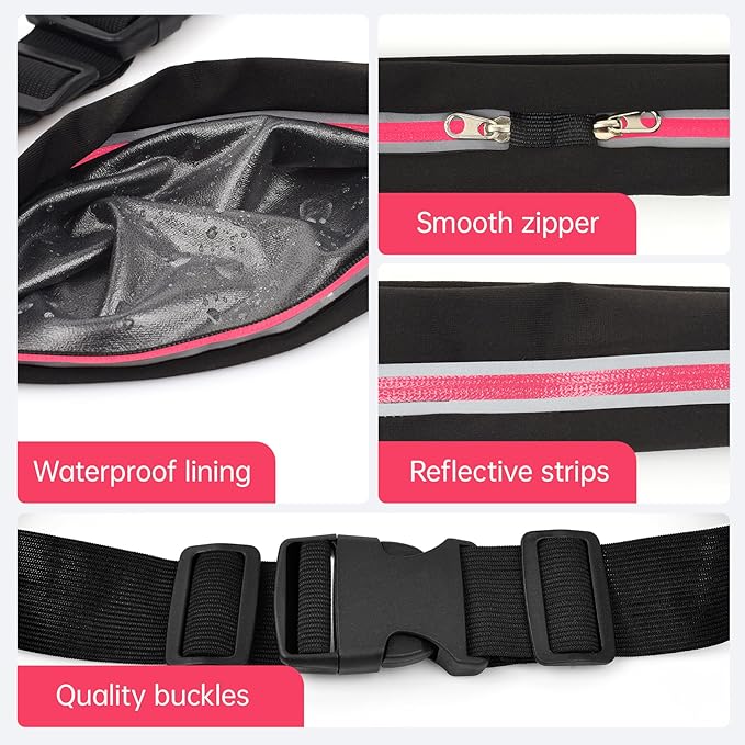Slim Running Belts for Women Men - Running Phone Holder Fanny Pack for Key, Accessories Fits ALL Cell Phones, Pink-StrideForce Fitness