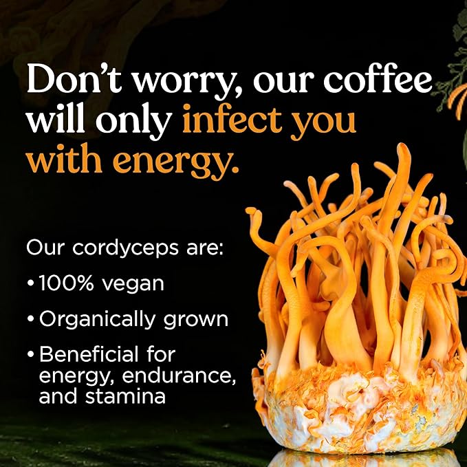 Four Sigmatic The Last of Us High Caffeine Cordyceps Coffee | Organic Dark Roast Extra Strong Ground Coffee with L-Theanine | Energy Booster Without the Jitters | 10oz Bag-StrideForce Fitness