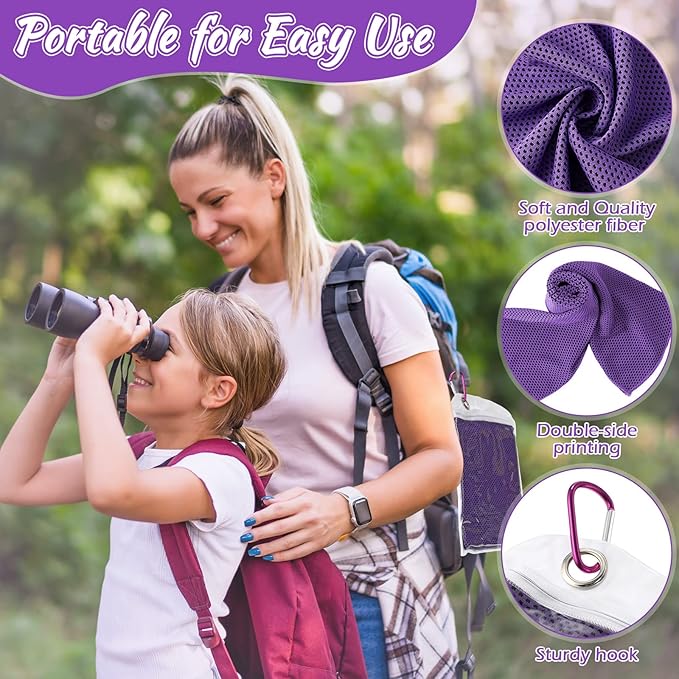 20 Pcs Cooling Towel 40" x 12" Ice Towel for Neck and Face Microfiber Chilly with Bag Breathable Yoga Gym Stay Cool Towels Sweat Rag for Workout Running Camping Pilates Beach Accessories (Purple)-StrideForce Fitness