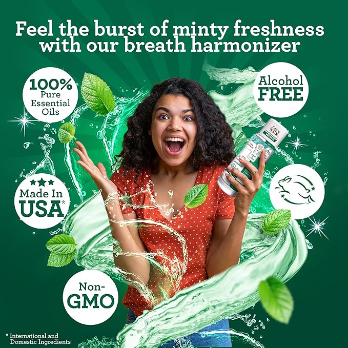 GuruNanda Dual Barrel Breath Harmonizer Mouthwash - Freshens Breath - Alcohol & Fluoride Free with Sodium Chlorite & Essential Oils - Wild Mint Flavor, 20 Fl Oz