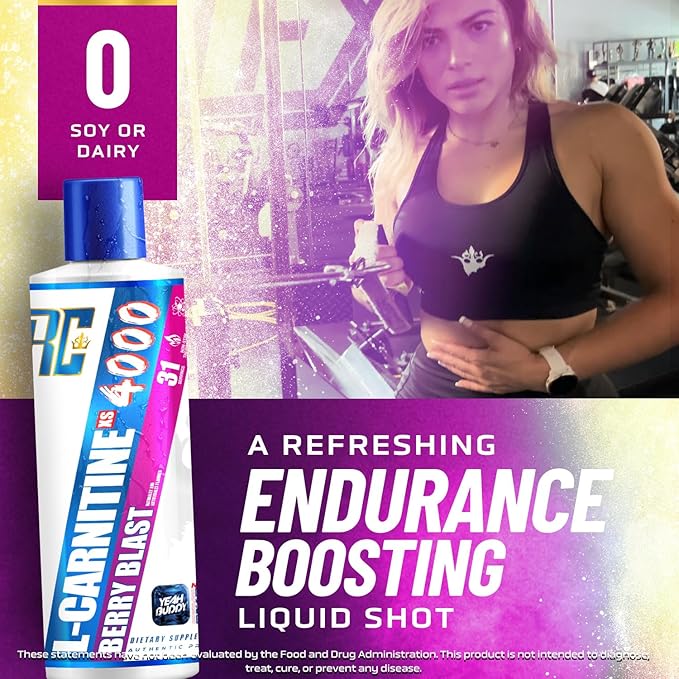 Ronnie Coleman Signature Series L Carnitine XS 4000 Liquid, Stimulant Free, Sugar Free, Zero Carbs, Lean Muscle Strength Support for Men & Women, Amino Acid Supplement, Berry Blast Flavor, 16 Oz-StrideForce Fitness