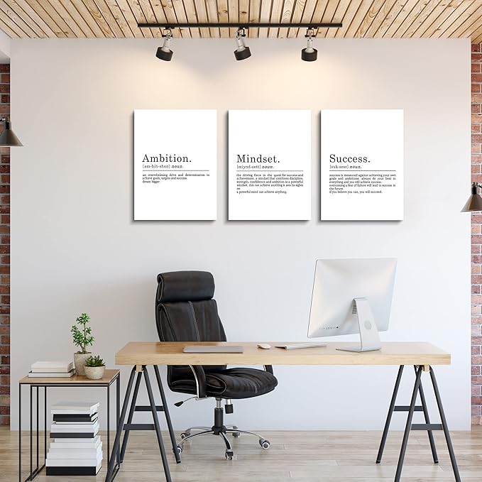 Inspirational Canvas Painting Wall Art -EPHANY ART - Mindset Quotes Prints, Ambition Letters Poster, Motivational Wall Art, Success Framed Entrepreneur Poster, Positive Quotes Wall Poster for Home Office Workplace (L-3pcs,12x16inchx3pcs)-StrideForce Fitness