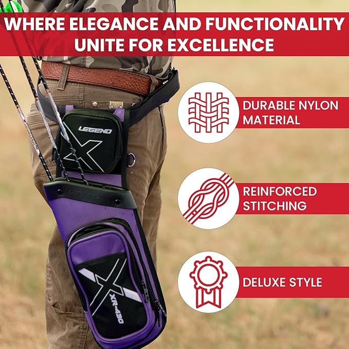 Legend XR430 Premium Field Quiver for Arrows - Right-Handed Hip Arrow Quiver with Removable Release Pocket, Durable Archery Quiver with Tools & Accessories Compartment, Arrow Holder-StrideForce Fitness