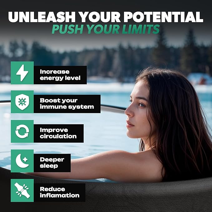 Ice Bath Tub XL - Exclusive Patented Anti-Leak Shield - Cold Plunge Tub With Cover - Ice Bricks X2 - Portable bathtub Outdoor Indoor - Free Ebook-StrideForce Fitness