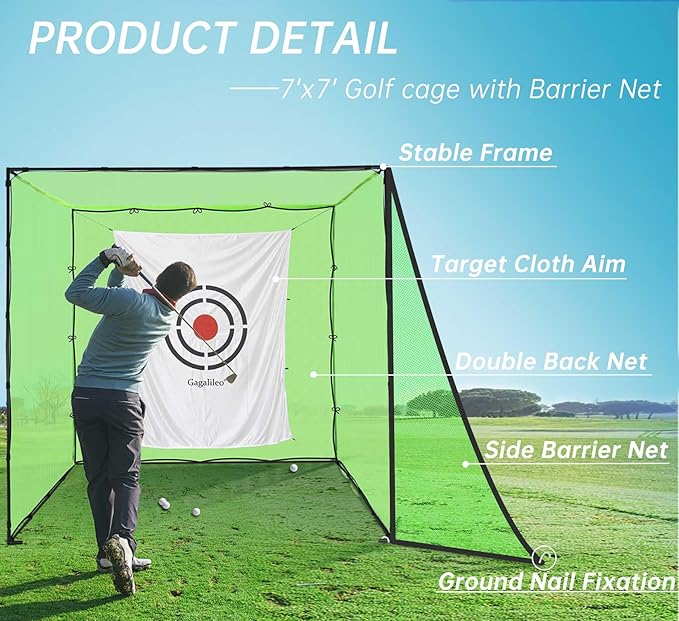 Golf Practice Hitting Nets for Backyard Driving Indoor Use Heavy Duty Practice Golf Driving Nets for Backyard Premium Portable Golf Impact Nets Cages with Frame-StrideForce Fitness