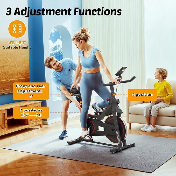 Exercise Bike Stationary Bikes for Home Cycling Bike Indoor Bike with Comfortable Seat Cushion LCD Monitor Silent Belt Drive 300 lbs Weight Capacity Heavy Flywheel-StrideForce Fitness