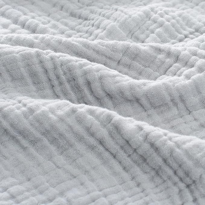 Carriediosa 100% Cotton Muslin Throw Blanket 66" X 90" Twin XL Size，4-Layers Summer Gauze Throws for Bed Couch，Soft Lightweight Breathable Linen Blankets Bedspread for Adults All Season，Grey-StrideForce Fitness