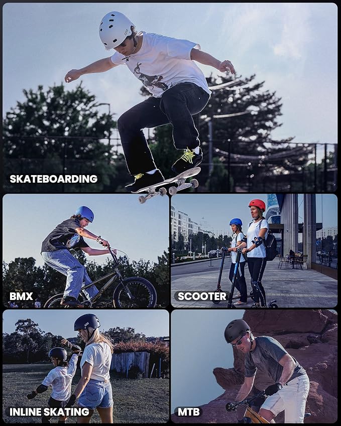 OutdoorMaster Skateboard Cycling Helmet - Two Removable Liners Ventilation Multi-Sport Scooter Roller Skate Inline Skating Rollerblading for Kids, Youth & Adults-StrideForce Fitness
