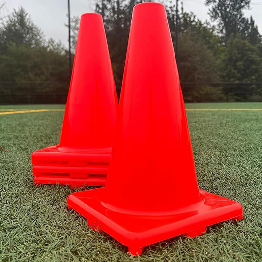 LVL10 Pro Training Cones - 12" Large Soccer Cones for Sports Training - for Basketball, Football, Basketball and Agility Drills - Soccer Field Markers That Won't Crack, Slide or Fly-StrideForce Fitness