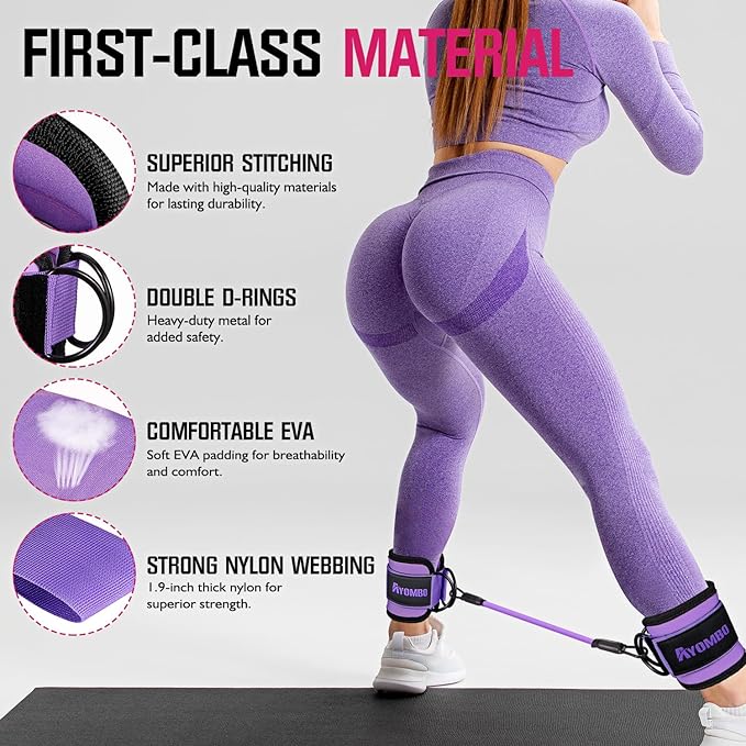 Ankle Resistance Bands with Cuffs, Home Gym Workout Equipment, Lifting Glute Butt Exercise Equipment for Women, Ankle Weights Fitness Band Set, Leg Booty Equipment for Training Perfect Body Shape
