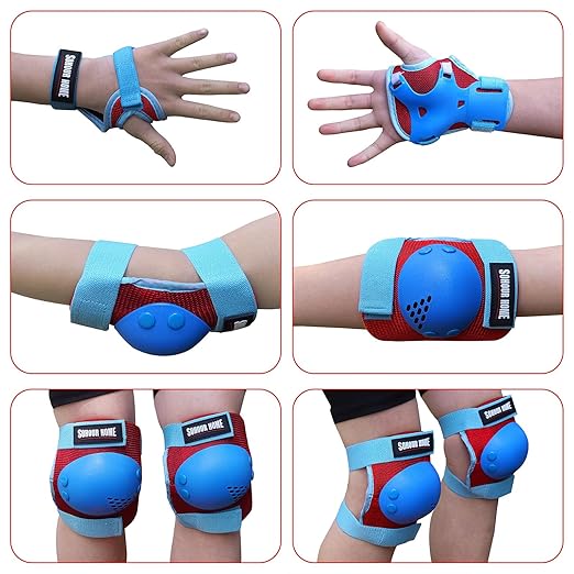 Youth/Kids Knee Pads Elbow Pads Wrist Guards Protective Gear Set for 3-15 Years Child Roller Skates, Skateboard, Cycling, Inline Skating, BMX Bike, Balance Bike, Scooter Riding and Other Outdoor Sports-StrideForce Fitness