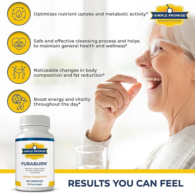 Simple Promise PuraBurn™ - Herbal Wellness Supplement with Organic Irish Sea Moss, Bladderwrack & Burdock Root - Supports Digestive Health & Nutrient Absorption - 60 Capsules-StrideForce Fitness