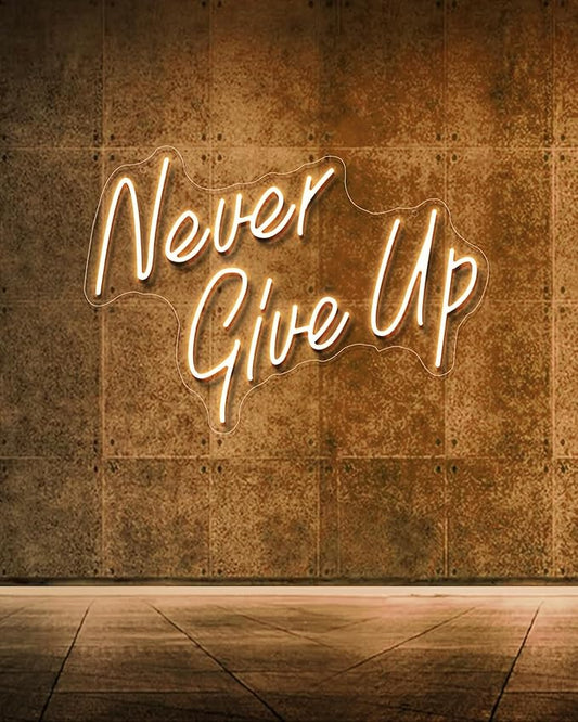 YIKBIK NEVER GIVE UPLED Neon Sign for Wall Decor,Neon Lights Party Decorations, USB Powered Switch Neon Lights lighting adjustable for Office Room, Gym Room, Man Cave, Gamer Room-StrideForce Fitness