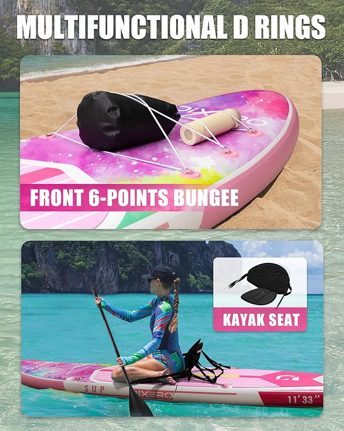 Inflatable Stand Up Paddle Board with SUP Accessories, Anti-Slip EVA Deck, 11'*33" Inflatable Paddle Boards for Adults & Youth of All Skill Levels-StrideForce Fitness
