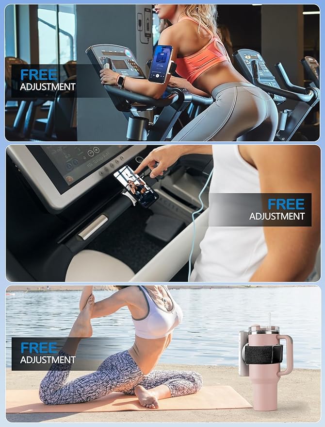 TOPGO Magnetic Running Phone Holder for iPhone, HD Mirror & Extendable Anti-Drop Rope for Gym/Yoga, 360° Rotatable Wrist Phone Holder, Fits iPhone 16 Pro & Android (Black, 2 Straps)-StrideForce Fitness