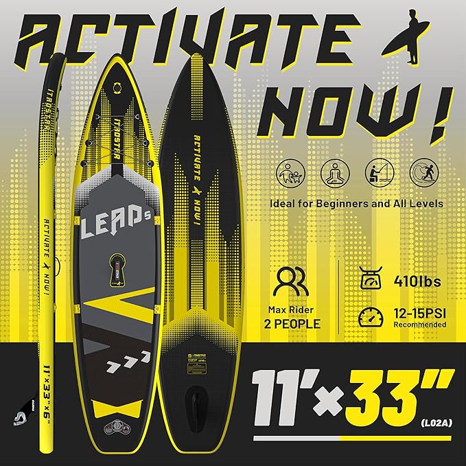Lead 11‘ x 33" / 12’×35" Inflatable Stand Up Paddle Board - Premium SUP Board Kit - Ultra Stable Paddleboard for Adults & Youth - All Skill Levels - for Lakes, Oceans-StrideForce Fitness