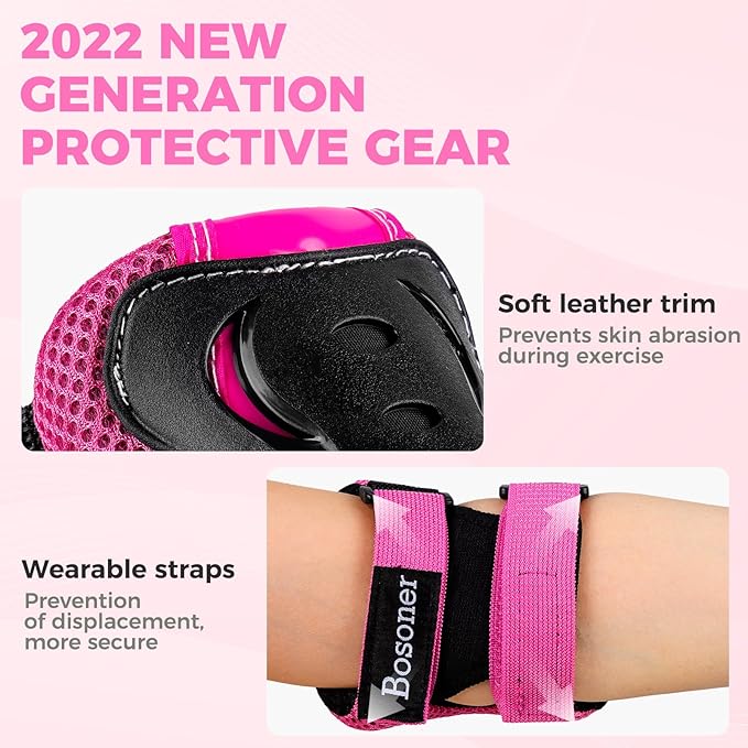 BOSONER Kids/Youth Knee Pad Elbow Pads Guards Protective Gear Set for Roller Skates Cycling BMX Bike Skateboard Inline Skatings Scooter Riding Sports-StrideForce Fitness