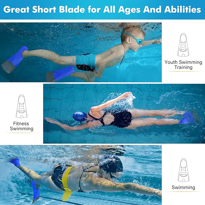 Gintenco Swim Fins, Kids Swim Training Fins for Lap Swimming, Travel Size Flippers with Mesh Bag, Silicone Swimming Fins for Kids Teens Adults Women Men-StrideForce Fitness
